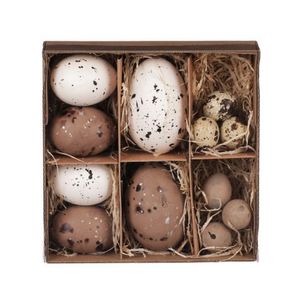 Velikonoční dekorace Vyfouklá vajíčka, 12 ks, bílá/hnědá obraz