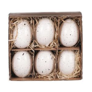 Velikonoční dekorace Vyfouklá vajíčka, 6 ks, bílá kropenatá obraz
