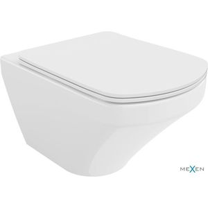 MEXEN Vito závěsná WC mísa Rimless včetně sedátka s slow-slim, Duroplast, bílá 30174000 obraz