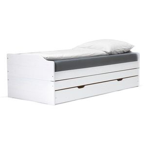 Rozkládací postel KEENAN, masiv borovice, bílý lak obraz