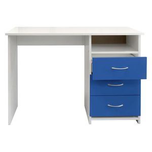 Psací stůl se šuplíky CASEN, bílá/modrá obraz