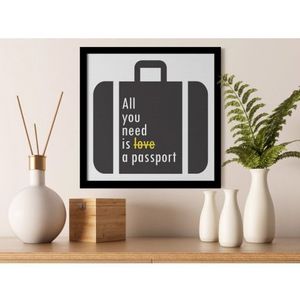 Rámovaný obraz Cestovní kufr s textem, 30x30 cm obraz