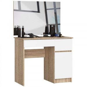 Ak furniture Kosmetický stolek se zrcadlem P-2/SL I dub sonoma / bílý pravý obraz