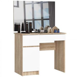 Ak furniture Kosmetický stolek se zrcadlem P-2/SL I dub sonoma/bílý levý obraz