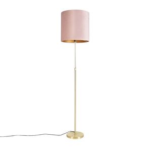Stojací lampa zlatá / mosazná s růžovým sametovým odstínem 40/40 cm - Parte obraz