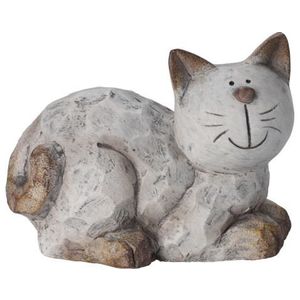 Dekorační soška (2 druhy) Ležící kočka, šedá keramika obraz