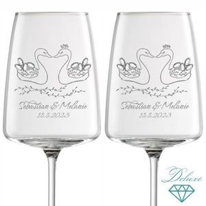 Svatební skleničky na víno Labutě s krystaly, 2 ks obraz