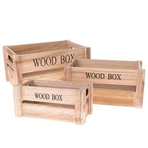 Sada dřevěných bedýnek Wood Box, 3 ks, přírodní obraz