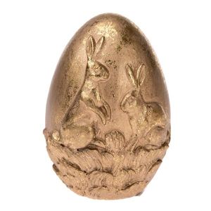 Dekorační zlaté vajíčko se zajíčky, 6 x 10 cm obraz