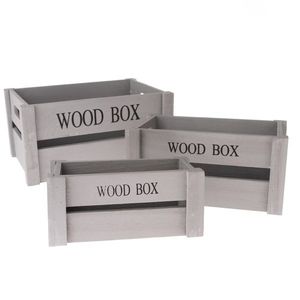 Sada dřevěných bedýnek Wood Box, 3 ks, šedá obraz