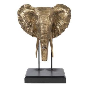 Dekorace zlaté sloní hlavy na černém podstavci - 42*30*56 cm 6PR2812 obraz