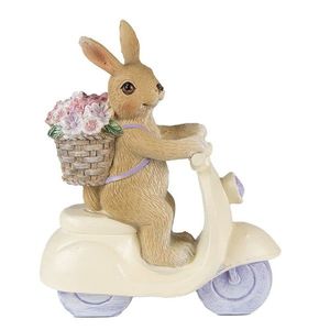 Dekorace soška králík na koloběžce s košíkem květin - 12*5*14 cm 6PR3835 obraz