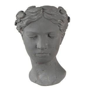 Šedý antik cementový květináč hlava ženy - 18*17*25 cm 6TE0472 obraz