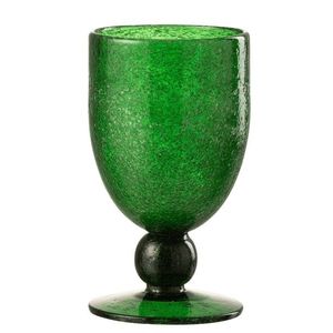 Zelená sklenička na víno na noze s bublinkami Wine Lisboa green - Ø9*15cm / 370ml 21696 obraz