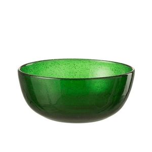 Zelená skleněná miska s bublinkami Lisboa - Ø15*6cm / 630ml 21697 obraz