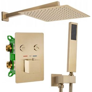 REA Podomítkový sprchový set s termostatem a instalačním boxem Fenix Davis zlatý obraz