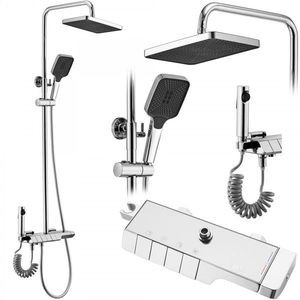 Sprchový set s termostatem Rea Rob chrom - vanová baterie, dešťová, ruční a bidetová sprcha obraz