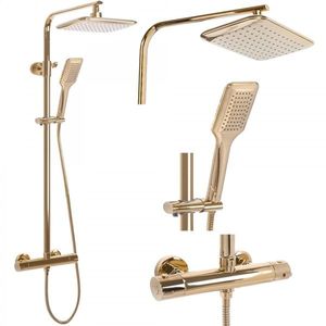 Sprchový set s termostatem Rea Tom - dešťová a ruční sprcha zlatá obraz