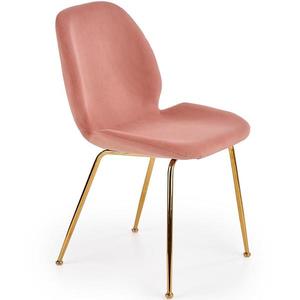 Židle K381 látka velvet/chrom růžová/zlatá obraz