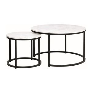 Konferenční stolek 2 ks DION Černá / bílá, Konferenční stolek 2 ks DION Černá / bílá obraz