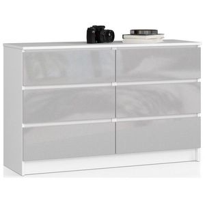 Ak furniture Komoda Kuba 120 cm 6 šuplíků bílá/šedá obraz