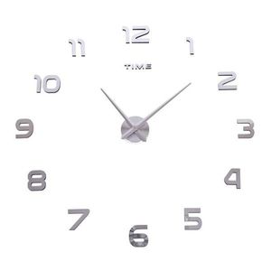 TZB Nástěnné hodiny Diy Nepri 65 - 130 cm - stříbrné 3D obraz
