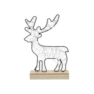 HIT Vánoční dekorace na dřevěném podstavci LED jelen obraz