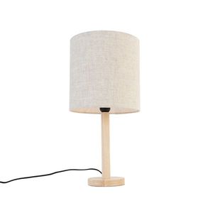 Venkovská stolní lampa dřevěná se světle hnědým stínidlem - Mels obraz