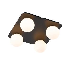 Moderní koupelnové stropní svítidlo černé čtvercové 4-světlo - Cederic obraz