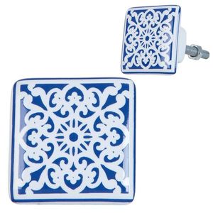 Keramická úchytka s modro-bílými ornamenty - 3*2*3 cm 63415 obraz
