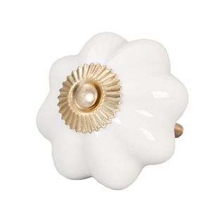 Keramická úchytka Bílá květina – Ø 5 cm 61910 obraz