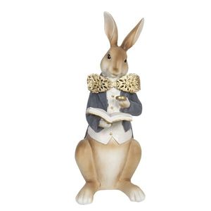 Velikonoční dekorační soška králíka s knížkou - 15*13*40 cm 6PR3159 obraz