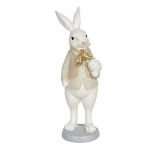 Velikonoční dekorační soška králíka s vajíčkem - 10*10*25 cm 6PR3172 obraz