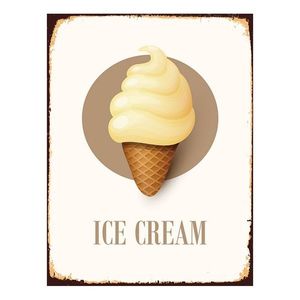 Bílá antik nástěnná kovová cedule Ice Cream - 25*1*33 cm 6Y5052 obraz