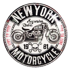 Nástěnná kovová cedule na zeď New York Motorcycle - Ø 35*2 cm 6Y5011 obraz