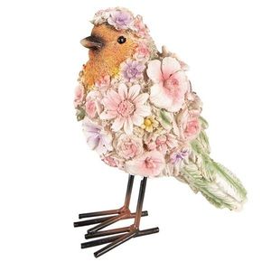 Dekorativní soška ptáčka posetého květinami - 7*10*12 cm 6PR4882 obraz