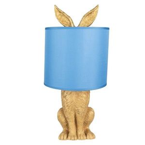 Zlatá stolní lampa králík s modrým stínidlem Rabbi – Ø20*43 cm E27/max 1*60W 6LMC0013GOBL obraz