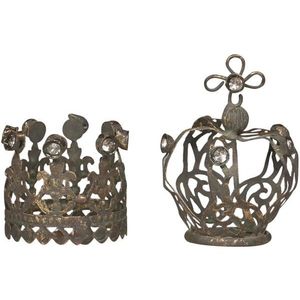 2ks bronzová antik kovová dekorativní koruna Crow - Ø 3, 5*4cm 39040720 (39407-20) obraz