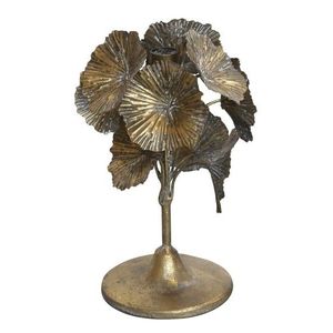 Bronzový antik kovový svícen zdobený květy Flower - Ø 18*24cm 71088413 obraz