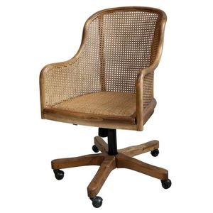Antik dřevěná židle s výpletem a opěrkami na kolečkách Old French chair - 62*62*92 cm 41065500 obraz
