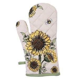 Béžová bavlněná chňapka - rukavice se slunečnicemi Sunny Sunflowers - 18*30 cm SUS44 obraz