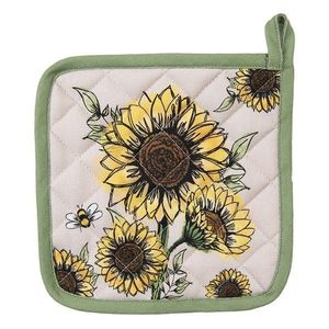 Béžová bavlněná chňapka - podložka se slunečnicemi Sunny Sunflowers - 20*20cm SUS45 obraz