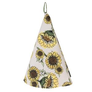 Béžová kulatá bavlněná utěrka se slunečnicemi Sunny Sunflowers - Ø 80 cm SUS48 obraz