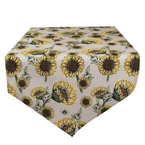 Béžový bavlněný běhoun se slunečnicemi Sunny Sunflowers - 50*160 cm SUS65 obraz