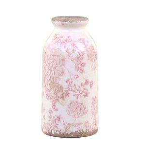 Keramická dekorační váza s růžovými květy Melun - Ø 8*16 cm 65059907 obraz