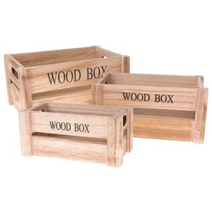 Sada úložných boxů (3 ks) přírodní dřevo obraz