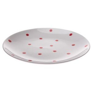 Mělký talíř 26, 5 cm, bílý s puntíky obraz