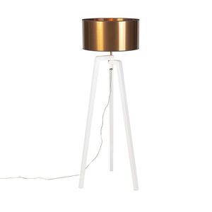 Designová stojací lampa bílá s měděným stínidlem 50 cm - Puros obraz