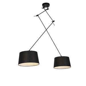 Závěsná lampa s lněnými odstíny černá 35 cm - Blitz II černá obraz