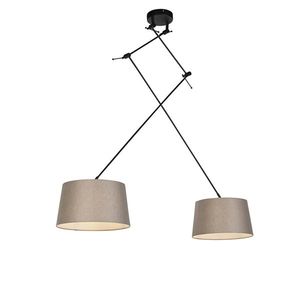 Závěsná lampa s plátěnými odstíny taupe 35 cm - Blitz II černá obraz